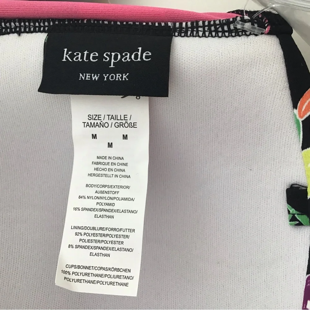 Kate Spade Bikini Two Piece Summer Fruit Bandeau Top With Removable Strap Medium